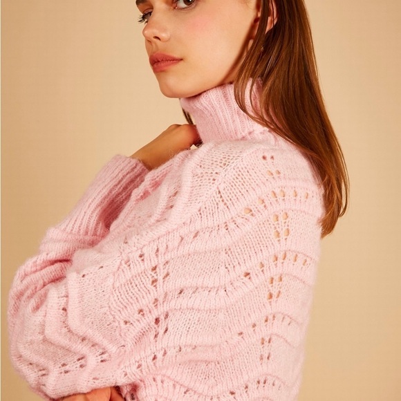 FRNCH NATEA SWEATER Turtleneck Cable Knit New With Tags Soft Comfy Feminine - Picture 1 of 15